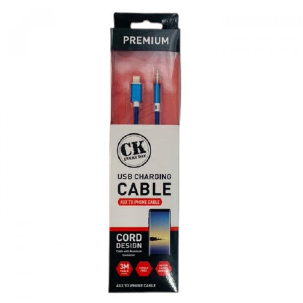 USB Charging Cable Classic Aux to iPhone 3m USB Charging Cable Classic Aux to iPhone 3m
